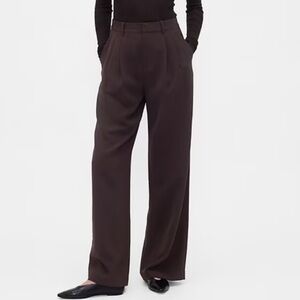 Gap 365 High Rise Pleated Trouser Woven Brown Size 6 Pulls